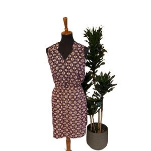 Elegant Navy and Coral Sleeveless Dress